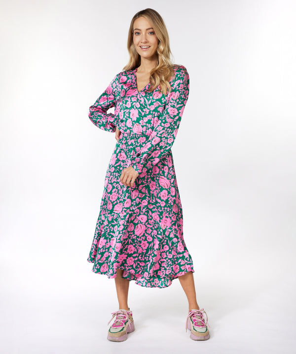 Overlap Shimmer Print Dress - Print