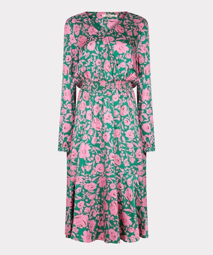 Overlap Shimmer Print Dress - Print