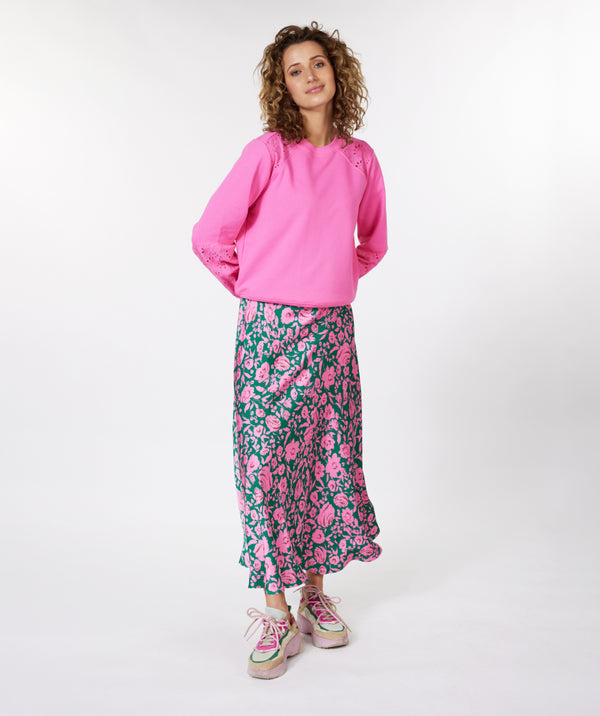 Shimmer Rose Print Skirt - Print
