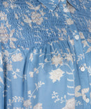 Smock Blue Flower Print Blouse - Print
