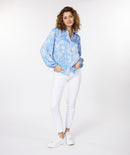 Smock Blue Flower Print Blouse - Print
