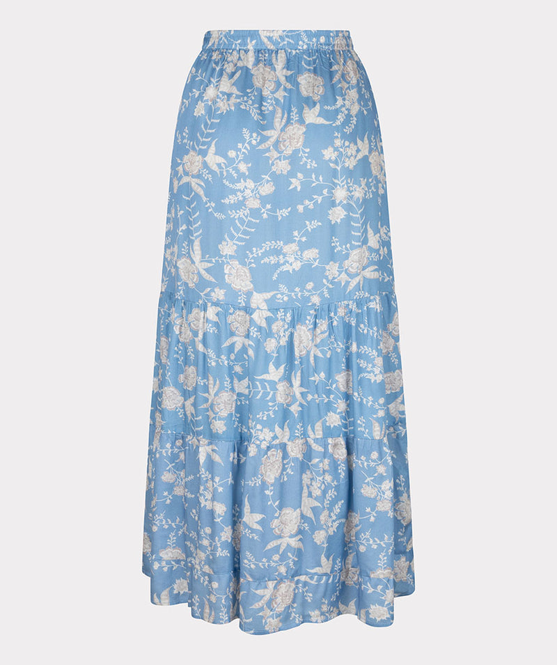 Blue Flower Print Skirt - Print