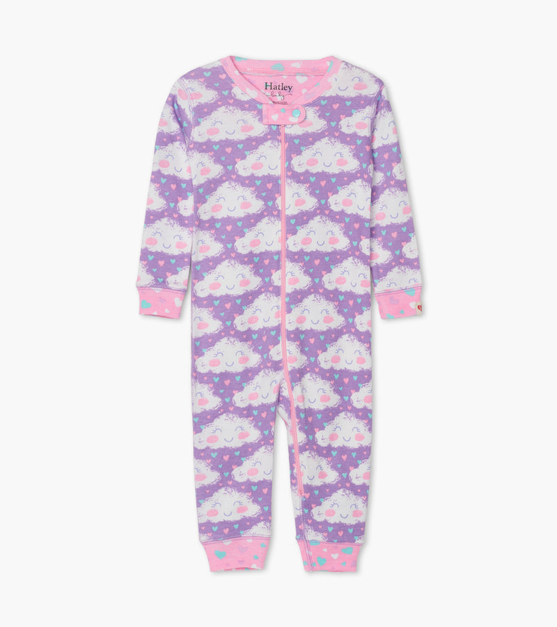 Cheerful Clouds Cotton Overall - Purple