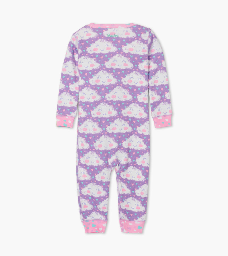 Cheerful Clouds Cotton Overall - Purple