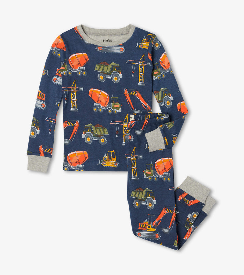 Construction Trucks Cotton Pyjama Set - Patriot Blue