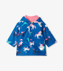 Prancing Horses Baby Raincoat - Snorkel Blue