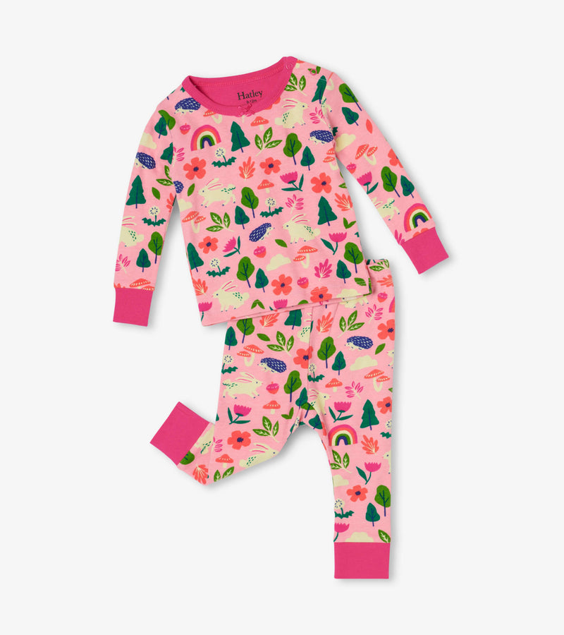 Pretty Forest Cotton Baby Pyjama - Peony
