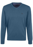 Plain V Neck Jumper - Dolphin