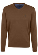 Plain V Neck Jumper - Biscotti