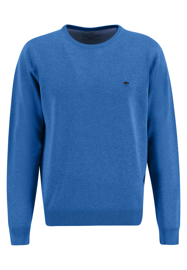Plain Round Neck Jumper - Bright Ocean