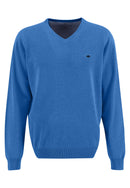Plain V Neck Jumper - Bright Ocean