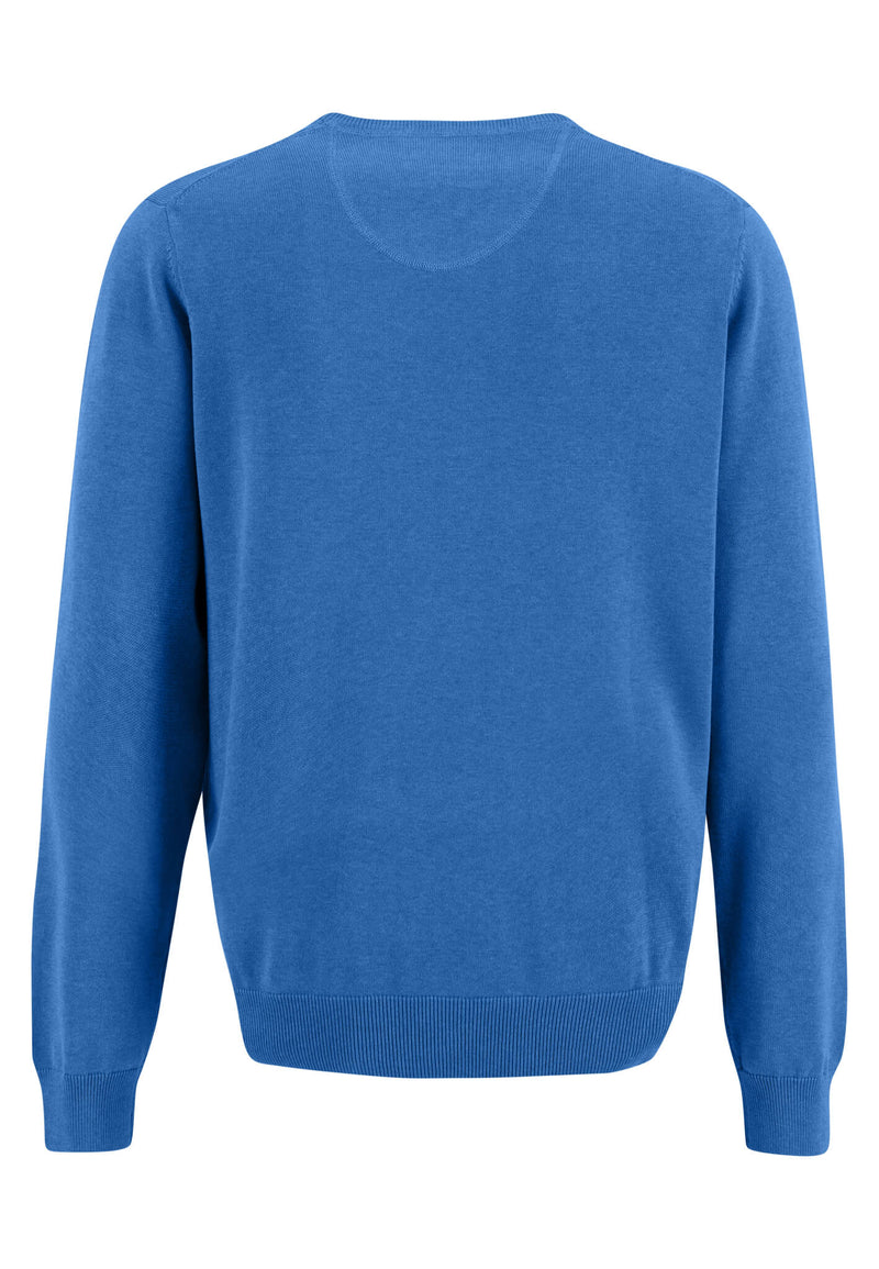 Plain V Neck Jumper - Bright Ocean