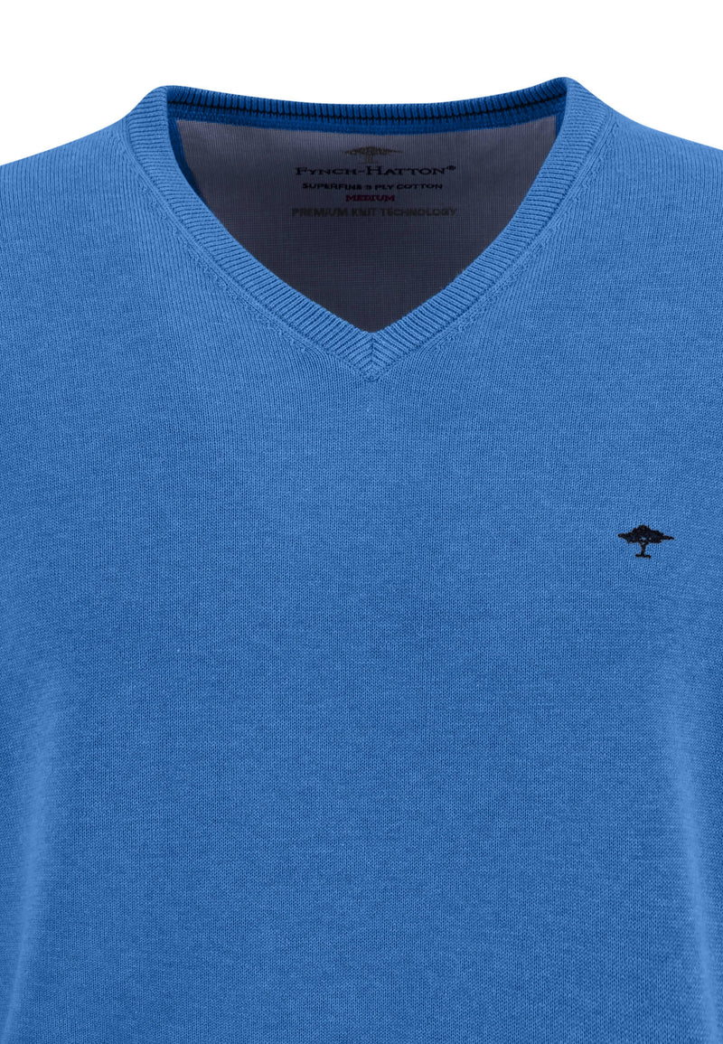 Plain V Neck Jumper - Bright Ocean