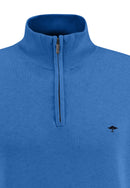 Plain Troyer Zip Jumper - Bright Ocean