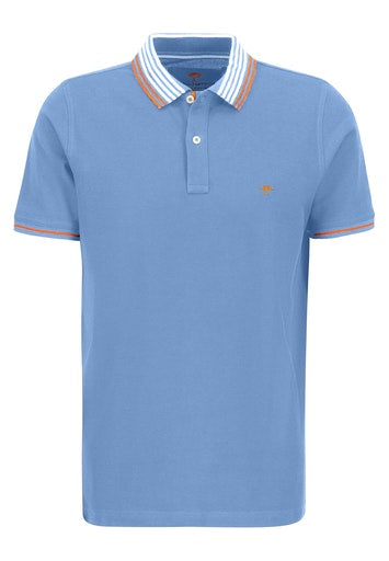 Stripe Collar Polo Shirt - Light Sky