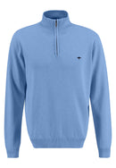 Plain Troyer Zip Jumper - Light Sky