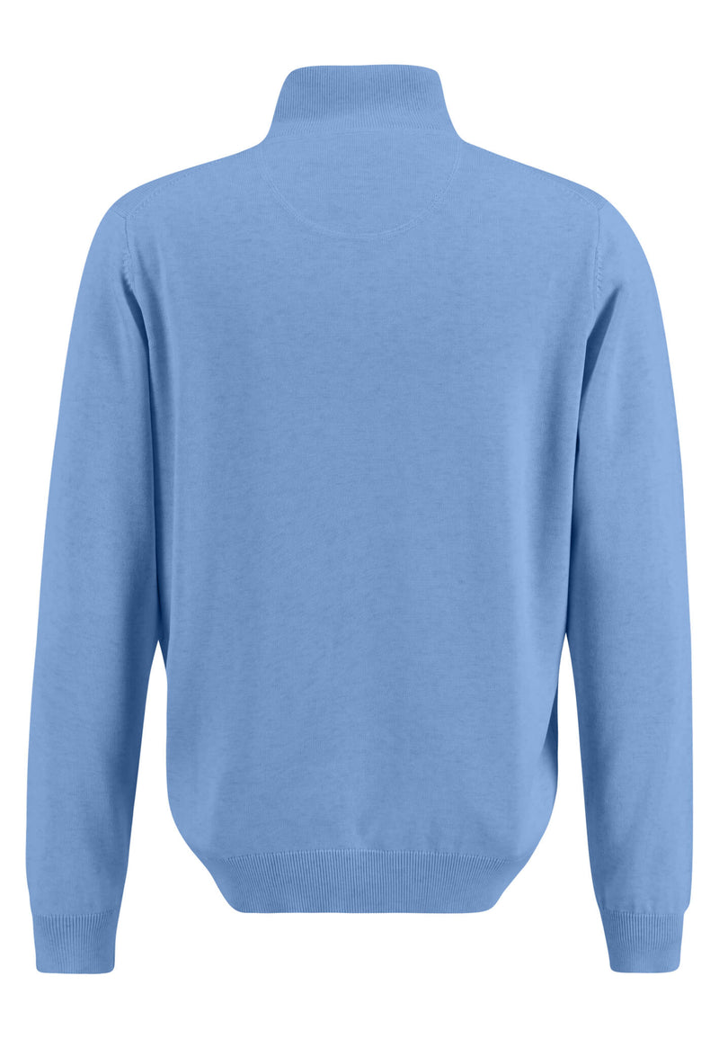Plain Troyer Zip Jumper - Light Sky