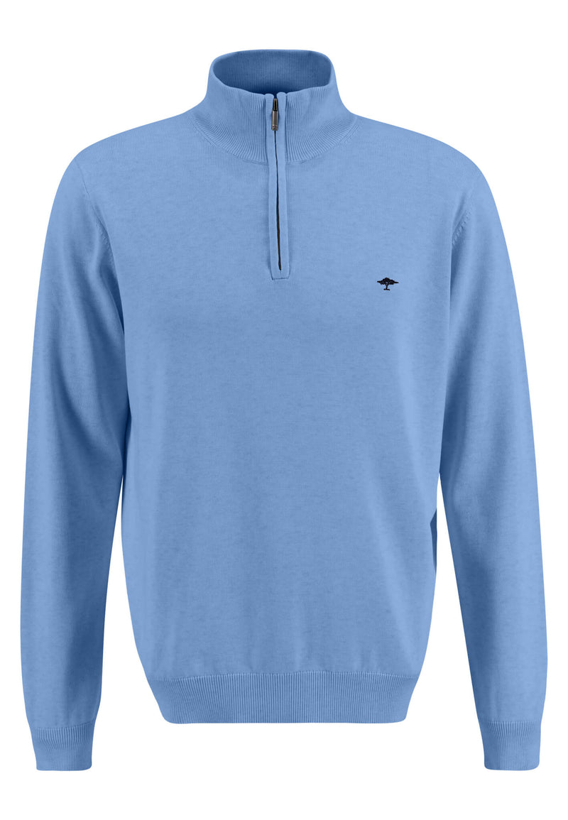 Plain Troyer Zip Jumper - Light Sky