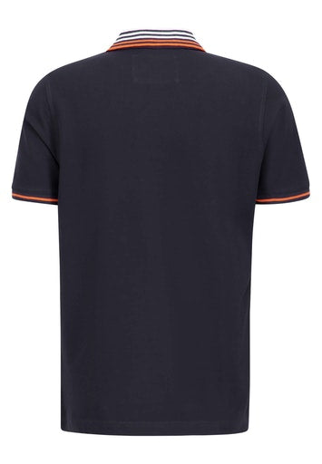 Stripe Collar Polo Shirt - Navy
