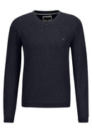 Plain V Neck Jumper - Navy