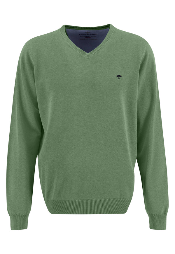 Plain V Neck Jumper - Spring Green