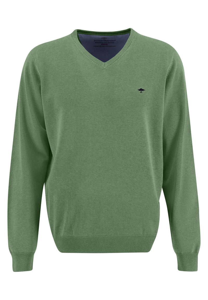 Plain V Neck Jumper - Spring Green