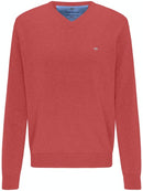 Plain V Neck Jumper - Flamingo