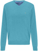 Plain V Neck Jumper - Riverside