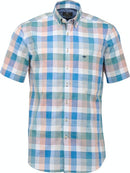 Short Sleeve Check Shirt - Terracotta/azure
