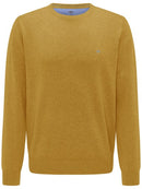Plain Cotton Crew Neck Knit - Mustard