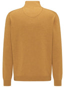 Plain Cotton Troyer Zip Knit - Mustard