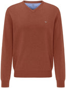 Plain Cotton V-Neck Knit - Amarena