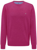 Plain Cotton Crew Neck Knit - Dragonfruit