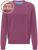Plain Cotton V-Neck Knit - Dragonfruit