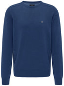 Plain Cotton Structure Crew Knit - Ink