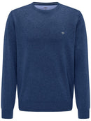 Plain Cotton Crew Neck Knit - Ink