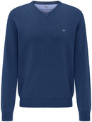 Plain Cotton V-Neck Knit - Amarena