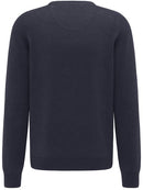 Plain Cotton Structure Crew Knit - Navy