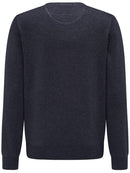 Plain Cotton Crew Neck Knit - Navy