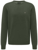 Plain Cotton Structure Crew Knit - Pesto