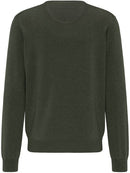 Plain Cotton V-Neck Knit - Pesto