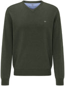 Plain Cotton V-Neck Knit - Amarena