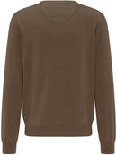 Plain Cotton V-Neck Knit - Biscotti