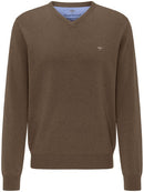 Plain Cotton V-Neck Knit - Amarena