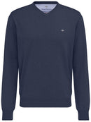 Plain Cotton V-Neck Knit - Night