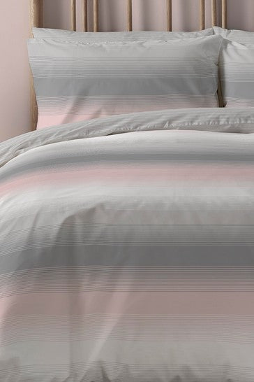 Faded Stripe Duvet Cover Set - Blush