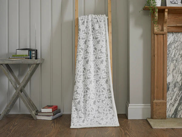 Flakes Printed Fleece Grey Throw 125x150cm