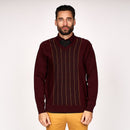 Pattern V-neck - Oxblood