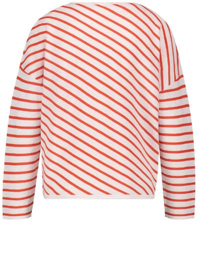 Striped Round Neck Jumper - Red