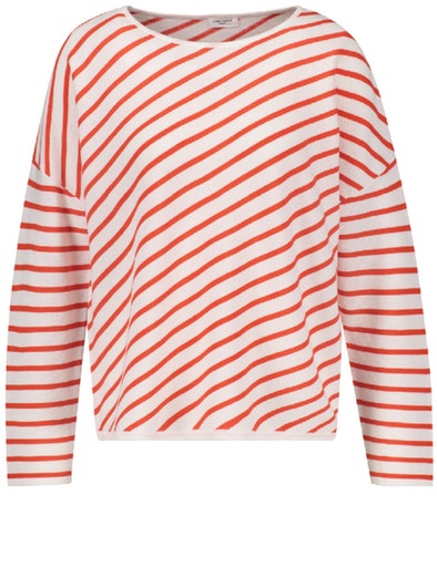 Striped Round Neck Jumper - Red